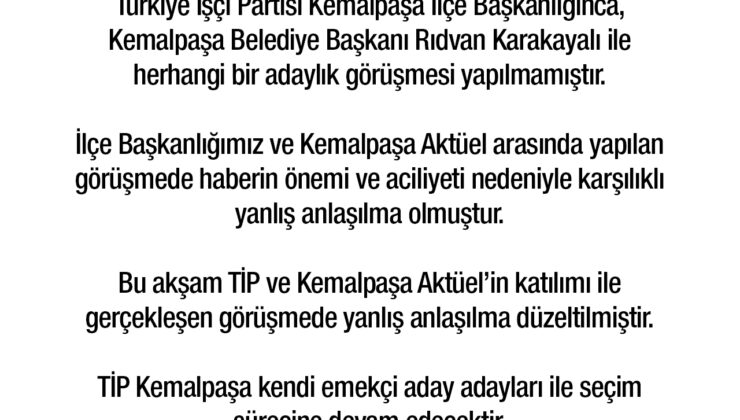 KAMUOYUNA – Türkiye İşçi Partisi Kemalpaşa’dan Açıklama