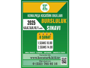Kemalpaşa Kocatürk Okulları Bursluluk Sınavı 8 Şubat’ta